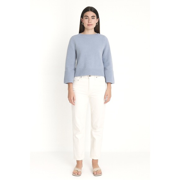 Loft Blue Knit Sweater Womens Long Sleeve Ribbed Cuff Pullover Top - Picture 1 of 11